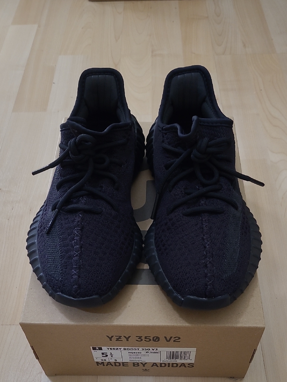 EUC YZY 350 V2 Black Sneaker Low-Top Knit Running Shoes